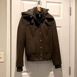 NY&Co. Dark Green, wool, removable hood, coat,Sz 2